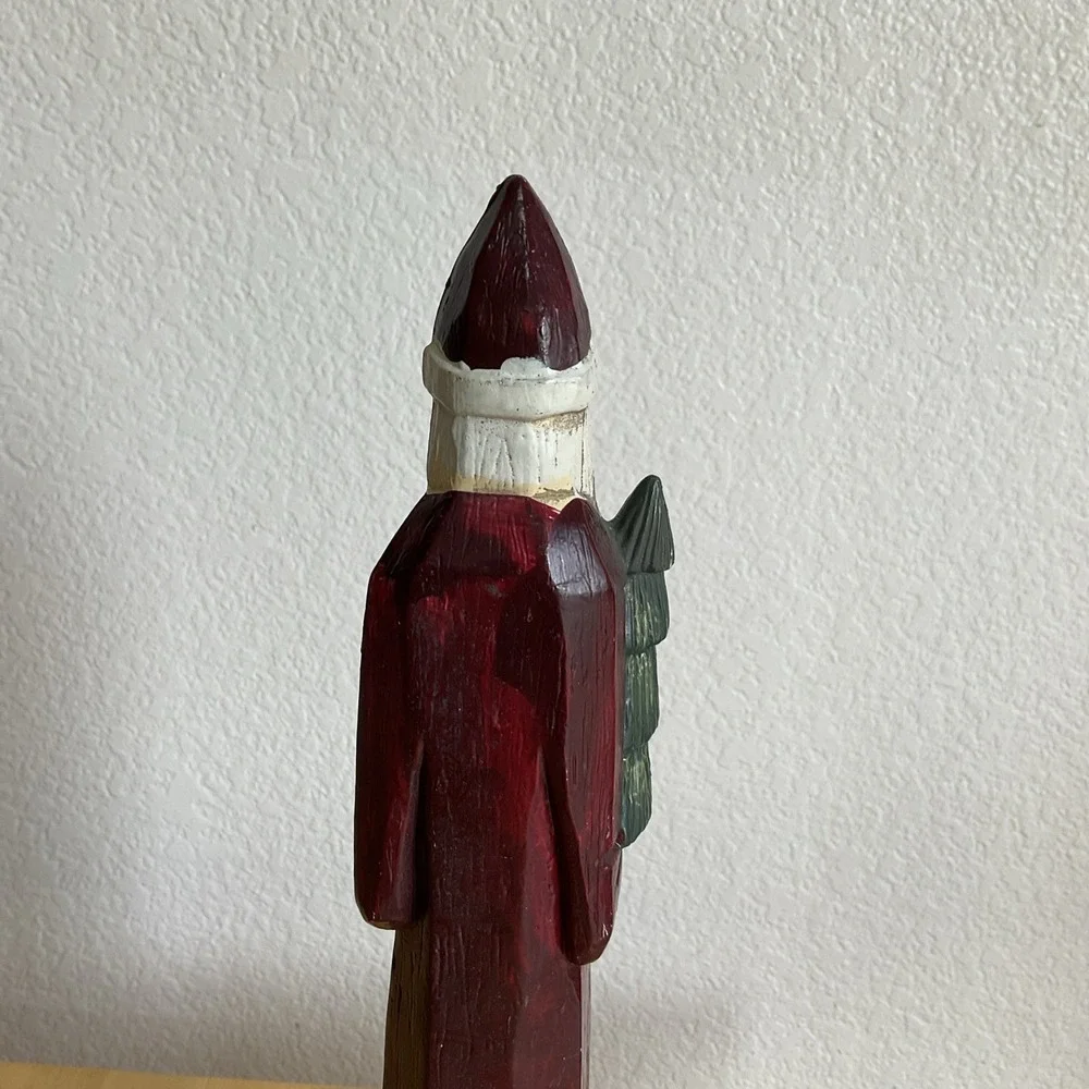 Vintage Primitive Figurine Pencil Tall Santa Claus Holiday Christmas Tree 13